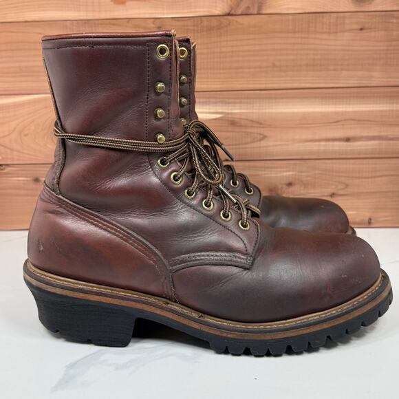 Red Wing Vintage Logger Work Leather Boots Burgundy Made USA Mens size 10 D - Picture 5 of 15